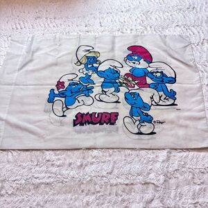 3 Vintage 90’s Cartoon Pillowcases Barney Smurfs & Alphabet Apple retro bedding
